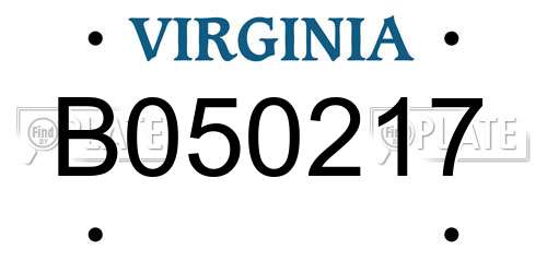 B050217 Virginia License Plate