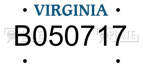 B050717 Virginia License Plate