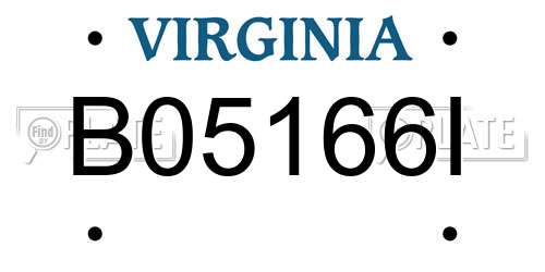 B05166I Virginia License Plate