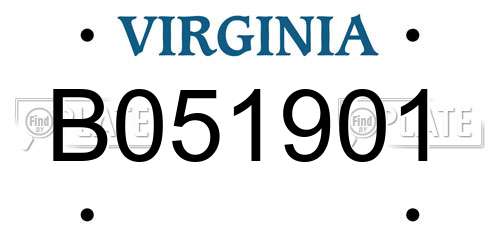 B051901 Virginia License Plate