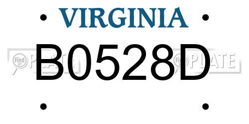 B0528D Virginia License Plate