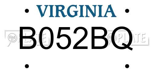 B052BQ Virginia License Plate