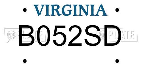 B052SD Virginia License Plate