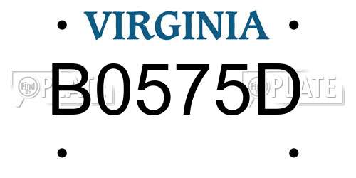 B0575D Virginia License Plate
