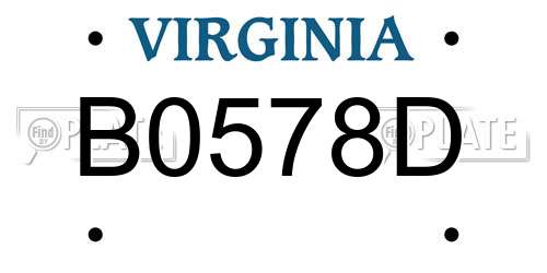 B0578D Virginia License Plate