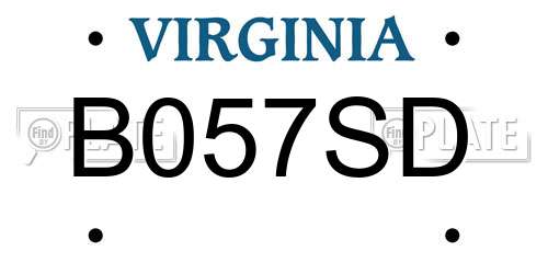 B057SD Virginia License Plate