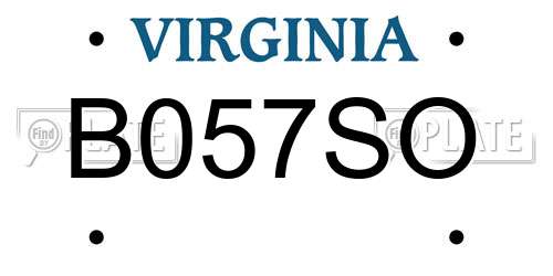 B057SO Virginia License Plate