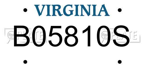 B05810S Virginia License Plate