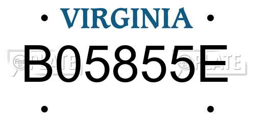 B05855E Virginia License Plate