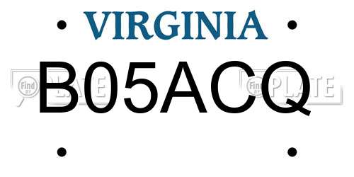 B05ACQ Virginia License Plate