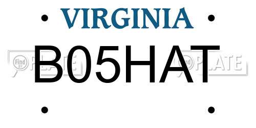 B05HAT Virginia License Plate