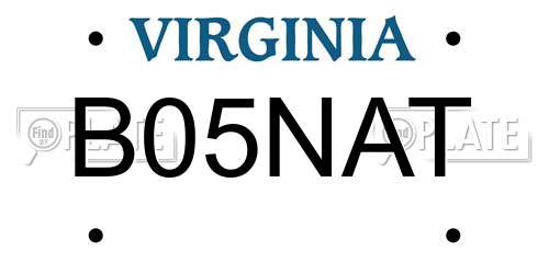 B05NAT Virginia License Plate