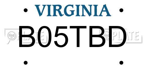 B05TBD Virginia License Plate