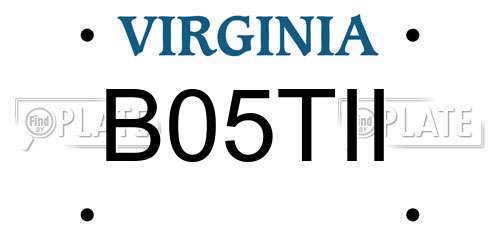 B05TII Virginia License Plate