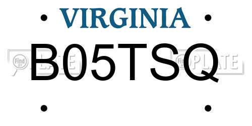 B05TSQ Virginia License Plate