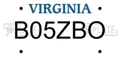 B05ZBO Virginia License Plate