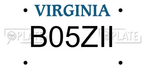 B05ZII Virginia License Plate