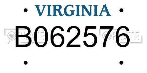 B062576 Virginia License Plate