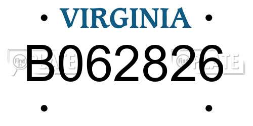 B062826 Virginia License Plate