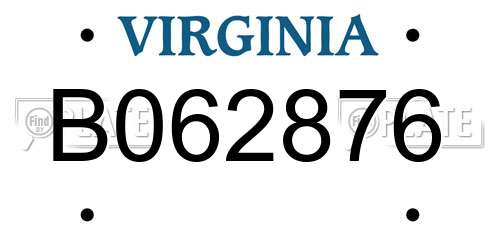 B062876 Virginia License Plate