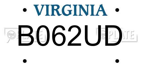 B062UD Virginia License Plate