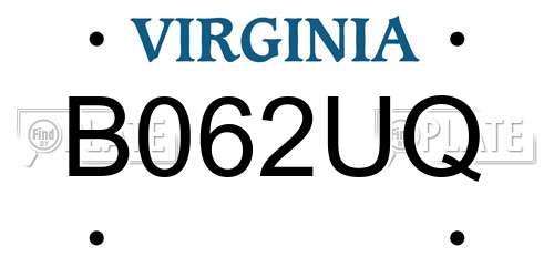 B062UQ Virginia License Plate