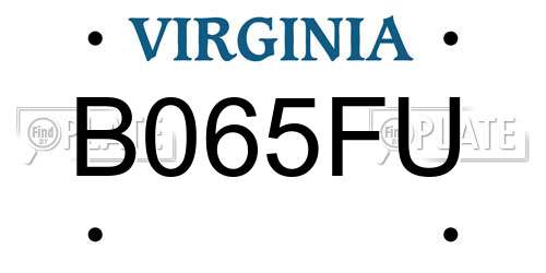 B065FU Virginia License Plate