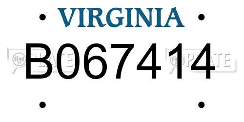 B067414 Virginia License Plate