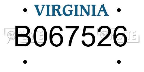 B067526 Virginia License Plate