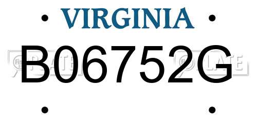 B06752G Virginia License Plate