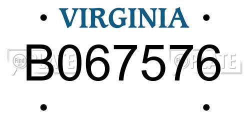 B067576 Virginia License Plate