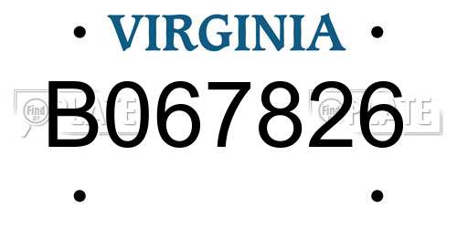 B067826 Virginia License Plate