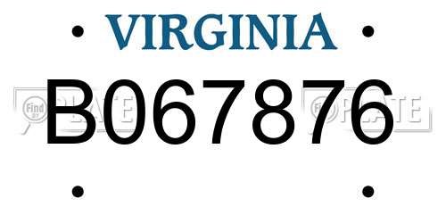 B067876 Virginia License Plate