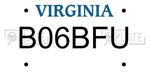 B06BFU Virginia License Plate