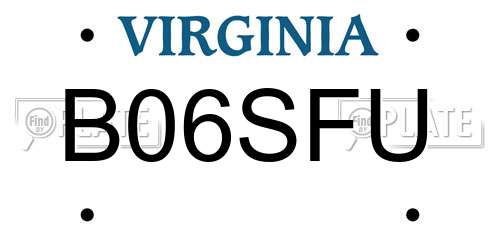 B06SFU Virginia License Plate