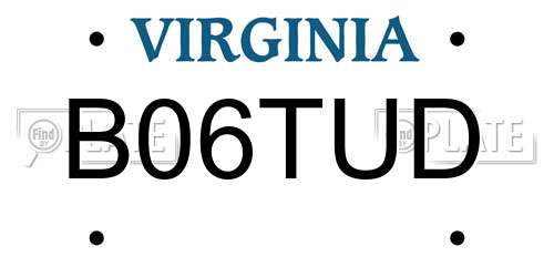 B06TUD Virginia License Plate