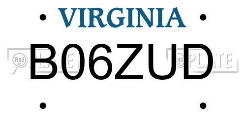 B06ZUD Virginia License Plate