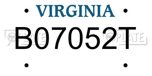 B07052T Virginia License Plate