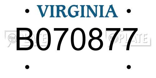 B070877 Virginia License Plate