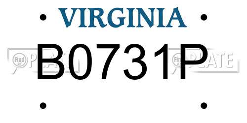 B0731P Virginia License Plate