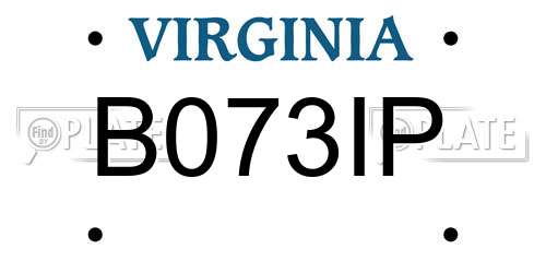 B073IP Virginia License Plate