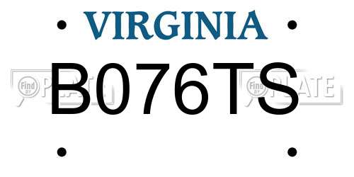 B076TS Virginia License Plate