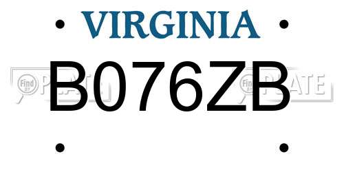 B076ZB Virginia License Plate