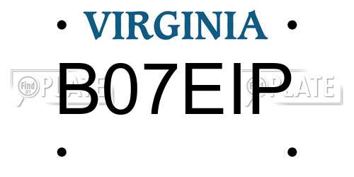 B07EIP Virginia License Plate