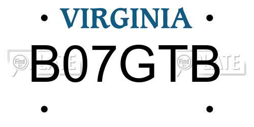 B07GTB Virginia License Plate
