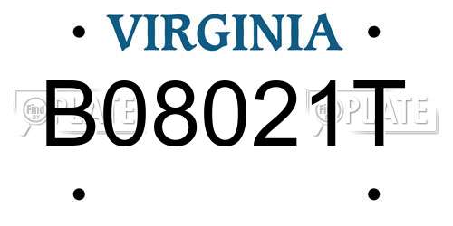 B08021T Virginia License Plate