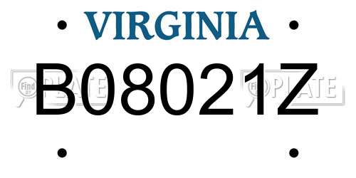 B08021Z Virginia License Plate