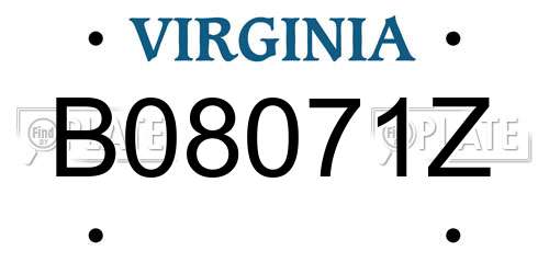 B08071Z Virginia License Plate