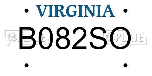 B082SO Virginia License Plate