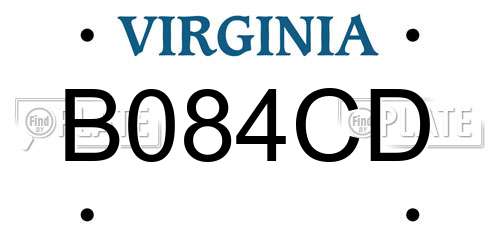 B084CD Virginia License Plate